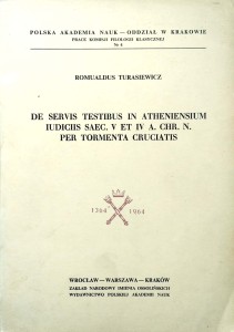 Romualdus Turasiewicz, De servis testibus in Atheniensium Iudiciis