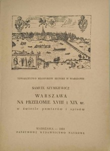 Samuel Szymkiewicz, Warszawa na przełomie XVIII i XIX w. w świetle pomiarów i spisów