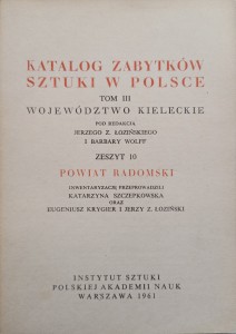 Katalog Zabytków Sztuki Powiat radomski Województwo kieleckie
