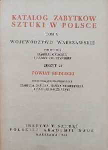 Katalog Zabytków Sztuki Powiat siedlecki Województwo warszawskie