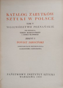 Katalog Zabytków Sztuki Powiat jarociński Województwo poznańskie