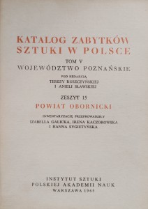 Katalog Zabytków Sztuki Powiat obornicki Województwo poznańskie