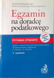 Henryk Dzwonkowski, Egzamin na doradcę podatkowego Pytania otwarte