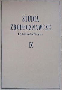 Studia źródłoznawcze IX 1964