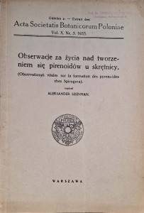 Aleksander Szejnman, Obserwacje za życia nad tworzeniem się pirenoidów u skrętnicy