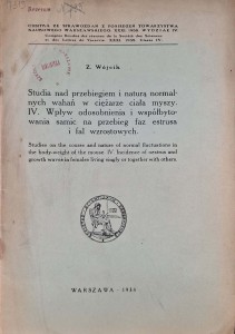 Wójcik, Studia nad przebiegiem i naturą normalnych wahań w ciężarze ciała myszy