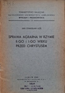 Jan Stanisław Łoś, Sprawa agrarna w Rzymie II-go i I-go wieku przed Chrystusem
