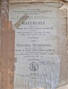 Gorczyński, Materyały na stacyach Sieci Meteorologicznej Warszawskiej