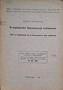 Szczepan Szczeniowski, O wydajności fluorescencji roztworów