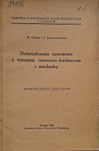 Górski, Doświadczenia nawozowe z tytoniem czerwono-kwitnącym i machorką