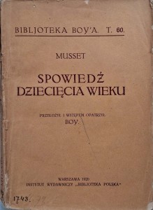 Musset, Spowiedź dziecięca wieku