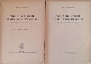 Karyna Wierzbicka, Żródła do historii teatru warszawskiego 1-2