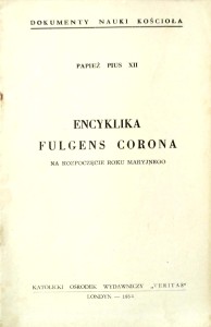 Pius XII, Encyklika Fulgens Corona